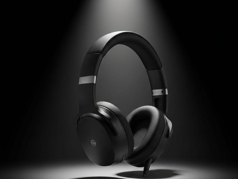 AURA Pro headphone floating in dramatic lighting